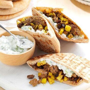 Curried Beef Pitas With Cucumber Sauce.jpg