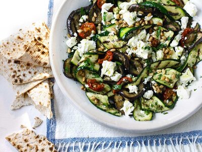 Griddled Courgette, Aubergines & Feta With Pea & Walnut Pesto.jpg