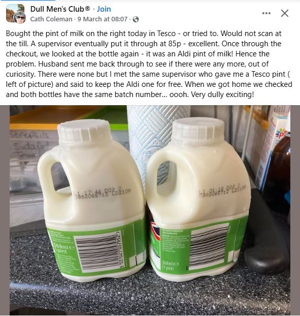 Aldi Versus Tesco Milk.JPG